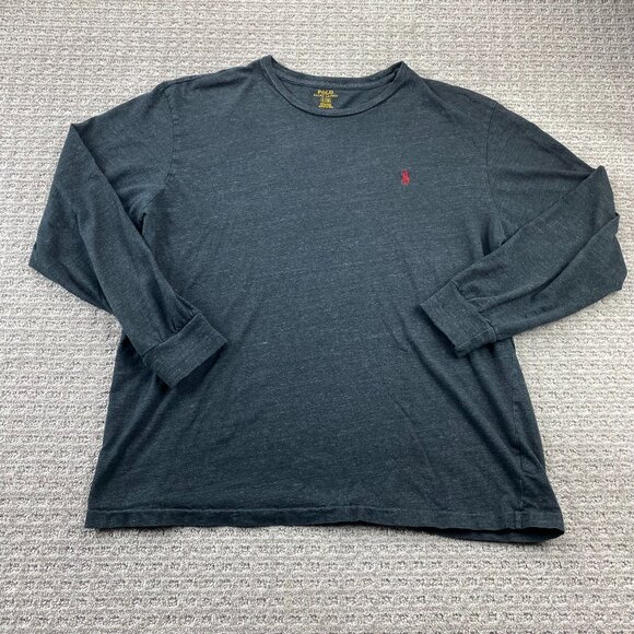 Polo Ralph Lauren Shirt Men Large L Gray Long Sleeve T-Shirt Embroidered Pony - Picture 1 of 10